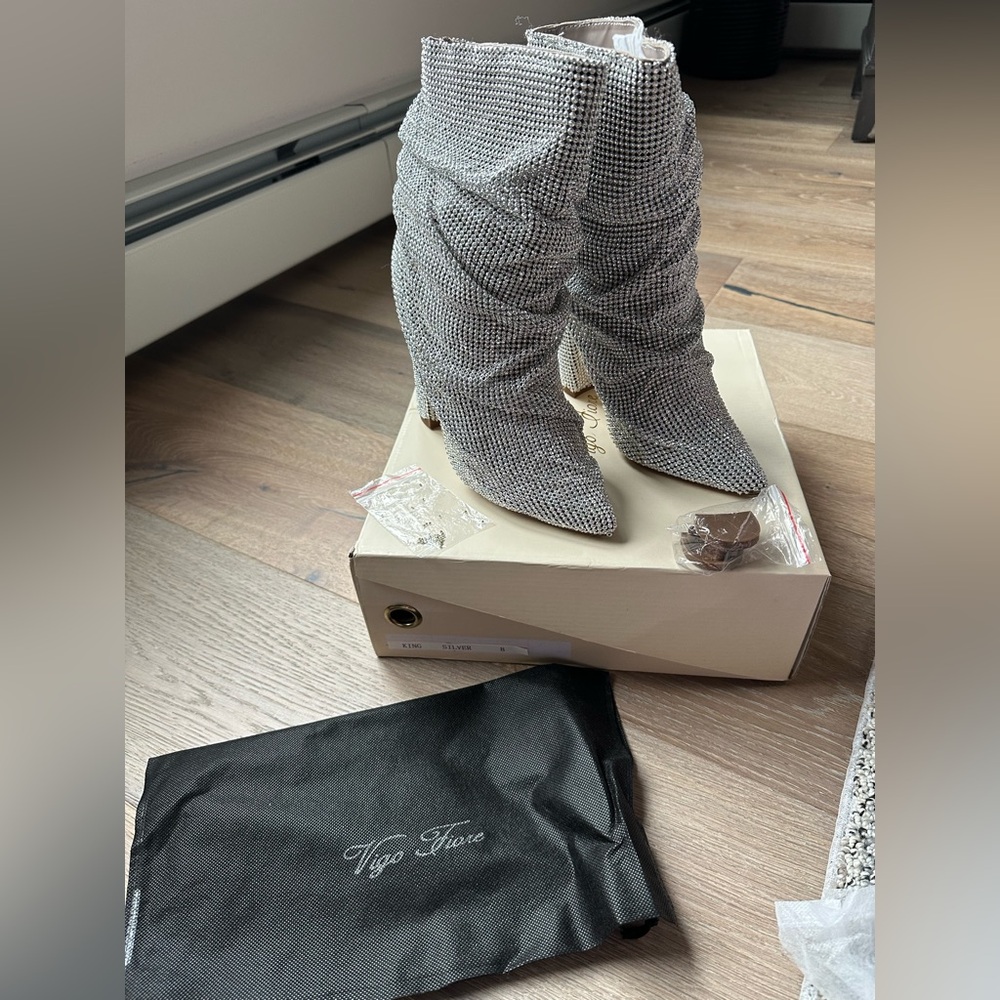 Silver Rhinestone Boots